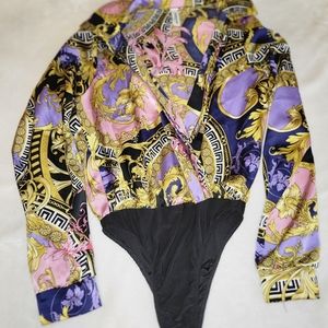Women's Paisley V-neck Bodysuit